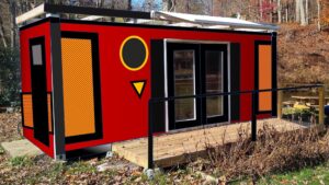 the caboose, an exterior shipping container theme for a Tiny House Container