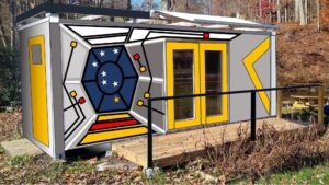 exterior shipping container space theme for Tiny House Container